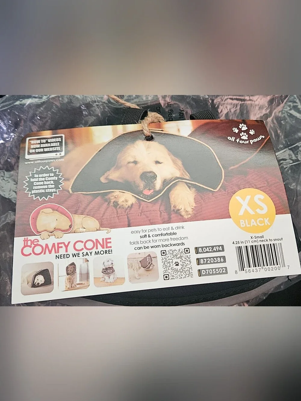 Comfy Cone Pet Recovery Collar - Black